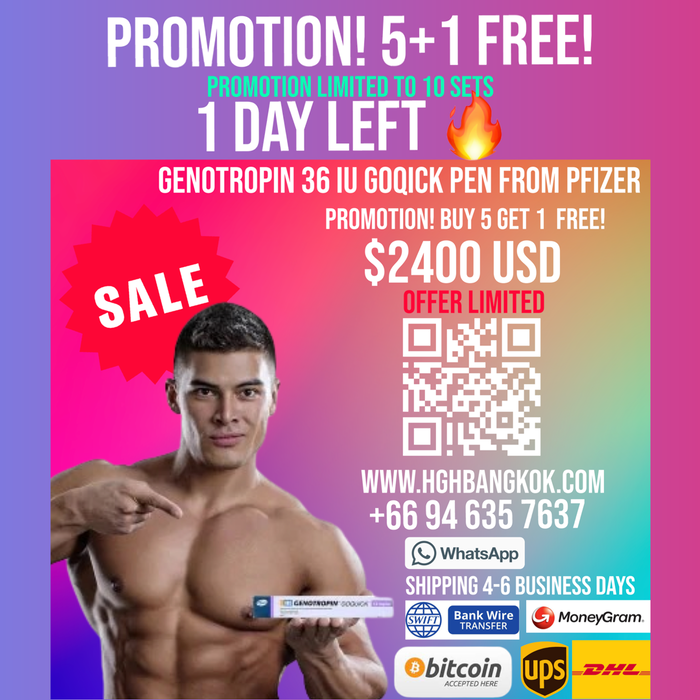 HGH Thailand! Promotion! Buy 5 get 1 free! HGH from Pfizer Genotropin Goqick pen 36 iu 