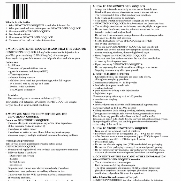 What Is Genotropin GoQuick® 16 IU and What Is It Used For?