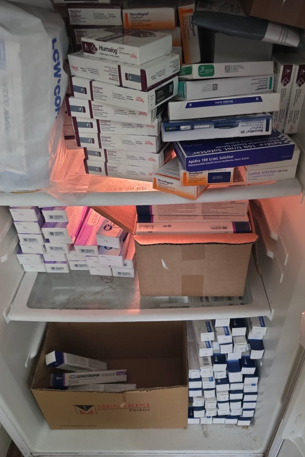 Genotropin 36 IU and Ngenla 60 mg stored in a freezer