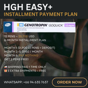Buy HGH Products: Genotropin & Ngenla Pfizer Advertisement for Genotropin GoQuick 36 IU with installment payment plan details.

Genotropin GoQuick 36 IU pens installment payment plan – 12 pens $5,700 with 6-month payment option, free pens and free shipping offer.